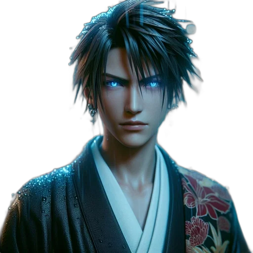 face, photorealistic, concept art, fantasy art, anime, blue, blue-eyed, male transparent PNG cut-out