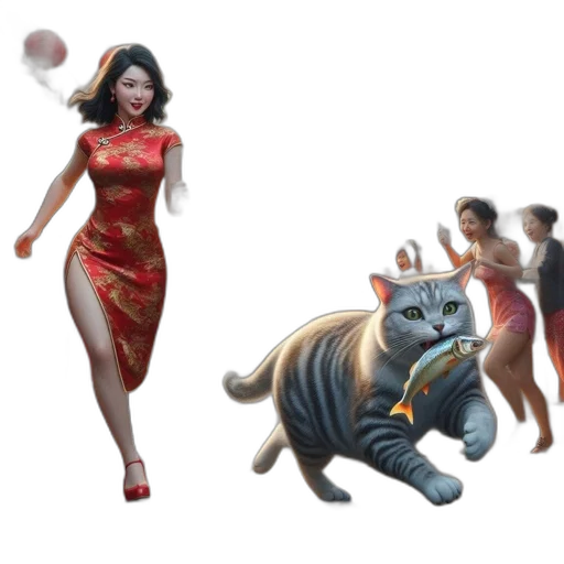 concept art, fantasy art, 3d render, comic book art, woman, traditional, attire, runs transparent PNG cut-out