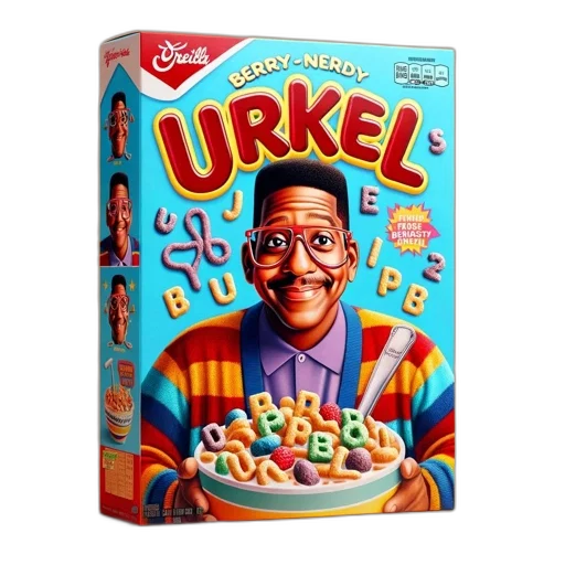 food, kellogg, berry-nerdy, urkel, cereal, box, features, character transparent PNG cut-out
