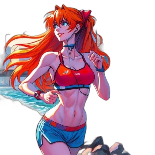 comic book art, concept art, anime, fantasy art, underwater, neon, colorful, red transparent PNG cut-out