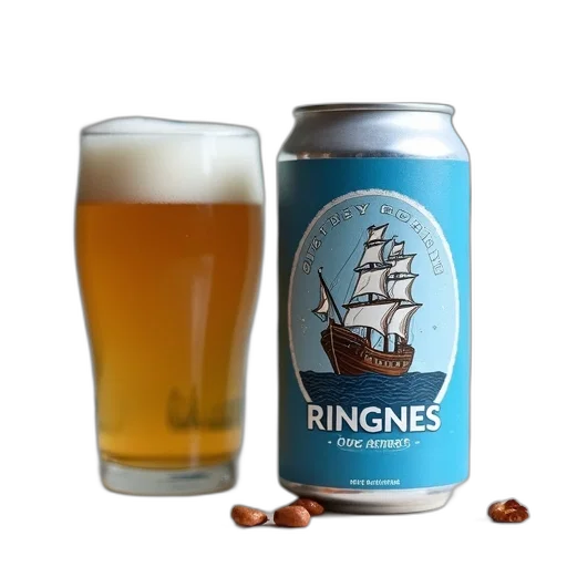 can, ringnes, beer, blue, label, white, background, featuring transparent PNG cut-out