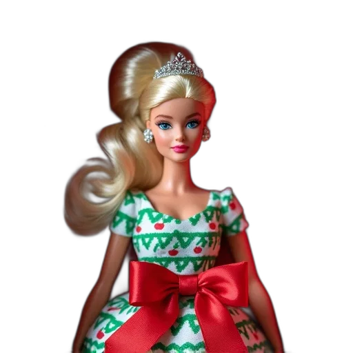 dress, jewelry, 3d render, barbie, doll, dressed, festive, holiday transparent PNG cut-out