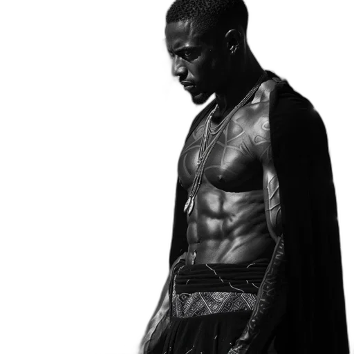 sword, comic book art, concept art, photorealistic, fantasy art, muscular, man, dark transparent PNG cut-out