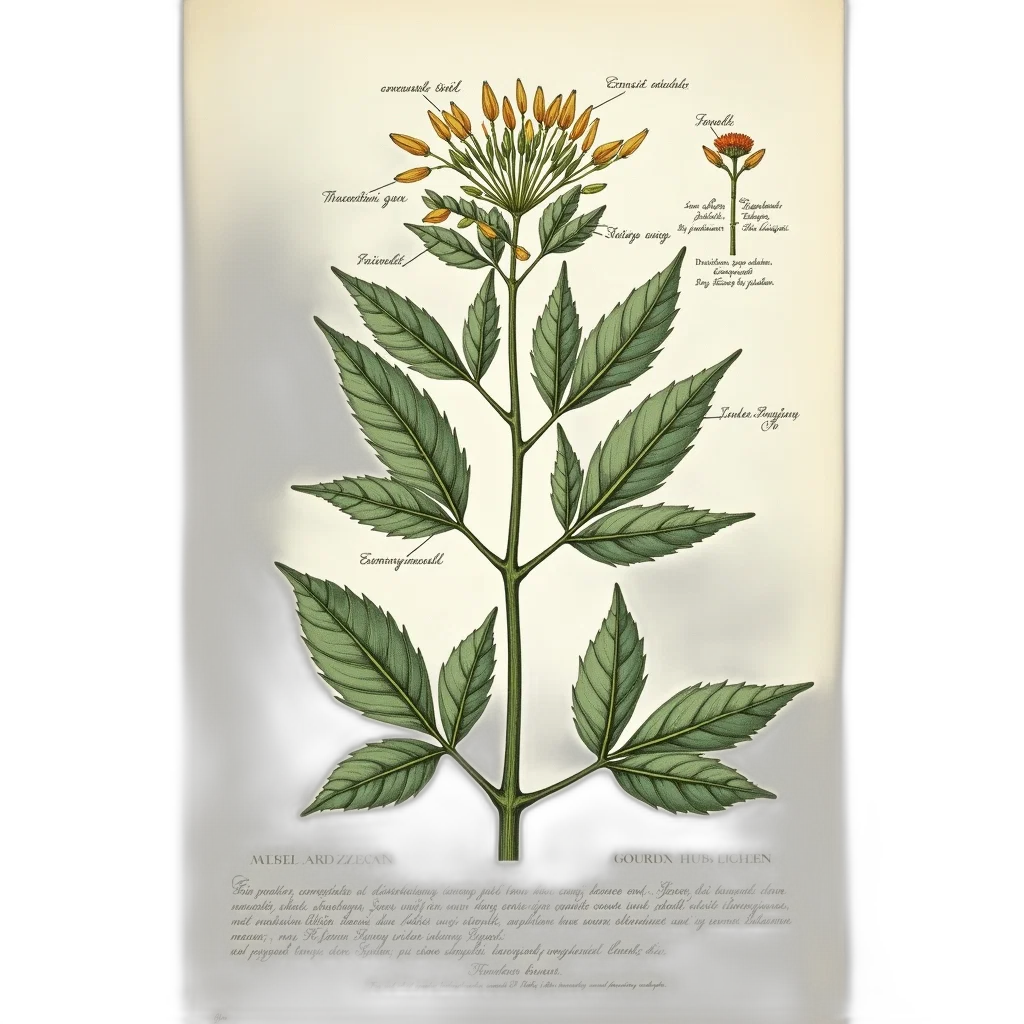 flower, crown, detailed, botanical, illustration, plant, various, parts transparent PNG cut-out