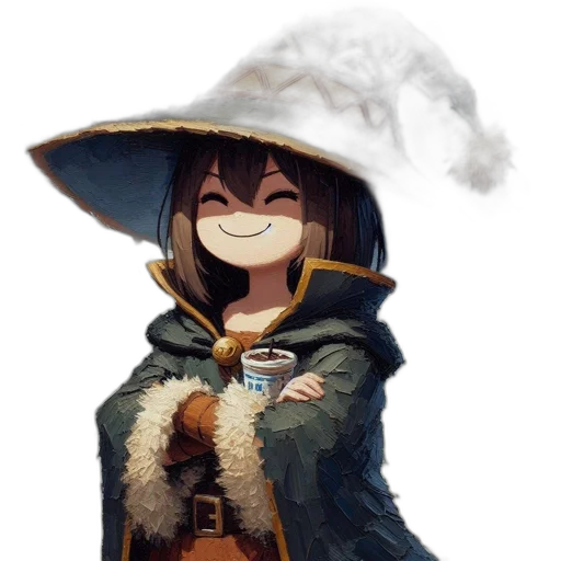 hat, staff, mask, weapon, fantasy art, concept art, pixel art, anime transparent PNG cut-out