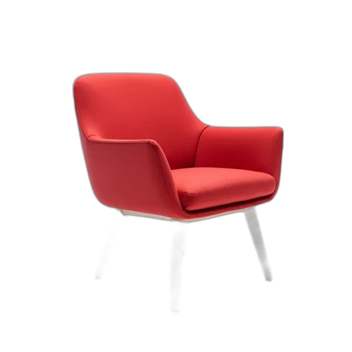 furniture, 3d render, photorealistic, red, sleek, modern, chair, white transparent PNG cut-out