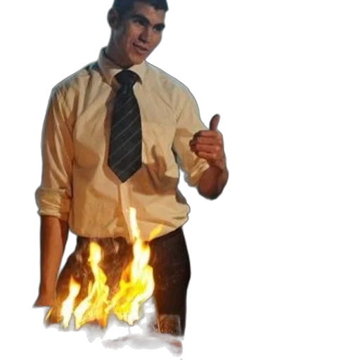 jacket, staff, 3d render, concept art, photorealistic, fire, man, white transparent PNG cut-out