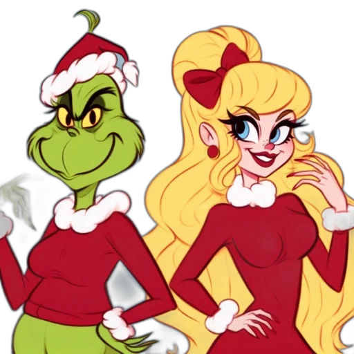 cartoon, concept art, two, colorful, characters, appear, iconic, grinch transparent PNG cut-out