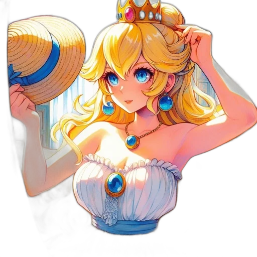 crown, dress, hat, staff, pixel art, concept art, anime, fantasy art transparent PNG cut-out