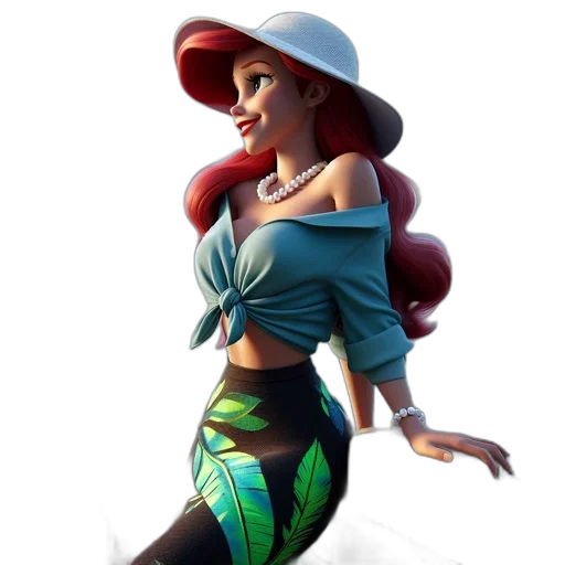 hat, dress, staff, concept art, fantasy art, 3d render, cartoon, underwater transparent PNG cut-out