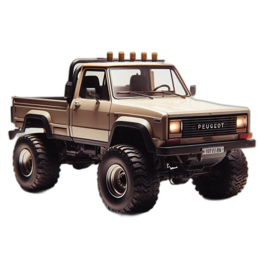 car, photorealistic, concept art, vintage, peugeot, pickup, truck, model transparent PNG cut-out