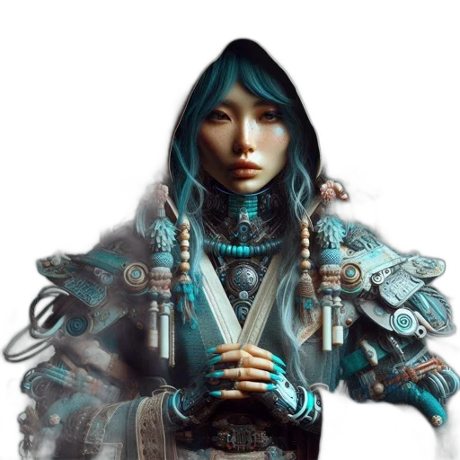 jewelry, face, staff, sword, fantasy art, concept art, photorealistic, cyberpunk transparent PNG cut-out