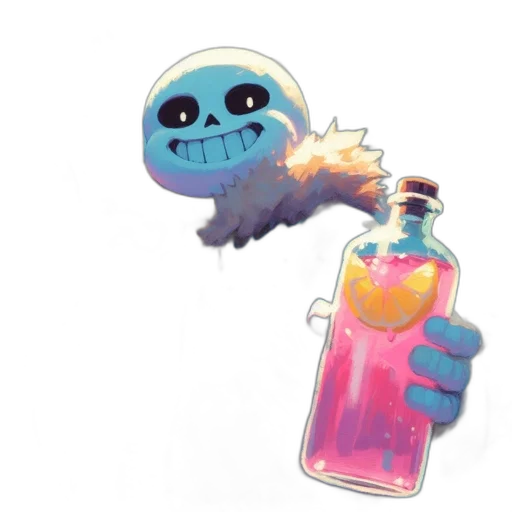 bottle, creature, weapon, staff, vaporwave, concept art, pixel art, watercolor transparent PNG cut-out