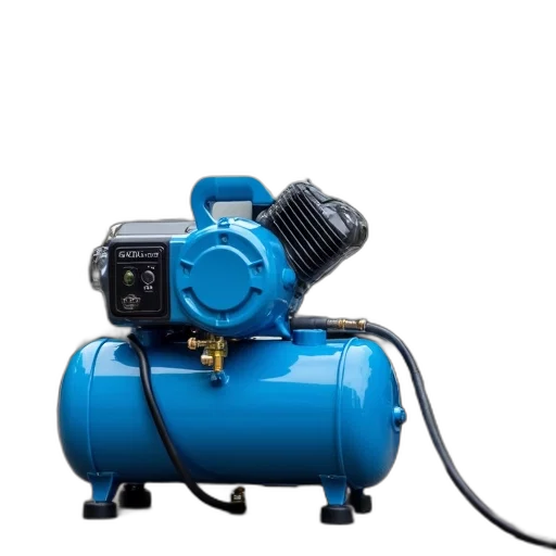 robot, blue, white, portable, air, compressor, digital, display transparent PNG cut-out