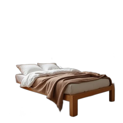 furniture, 3d render, photorealistic, earth tones, bedroom, wooden, bed, frame transparent PNG cut-out