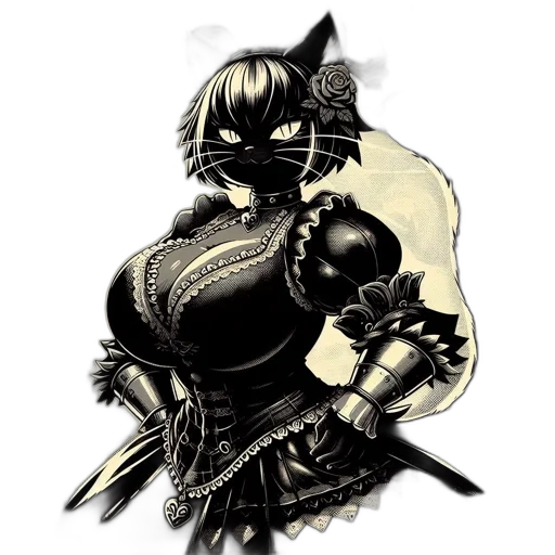 weapon, dress, sword, mask, fantasy art, concept art, comic book art, pixel art transparent PNG cut-out