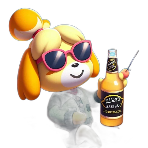 jacket, staff, animal, bottle, 3d render, vaporwave, concept art, pixel art transparent PNG cut-out
