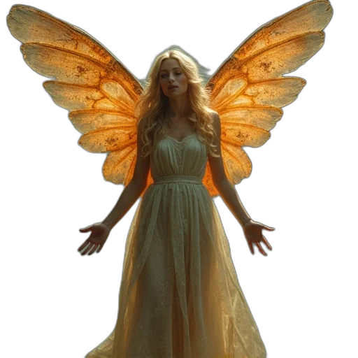 dress, concept art, fantasy art, 3d render, photorealistic, golden, angel, wart transparent PNG cut-out