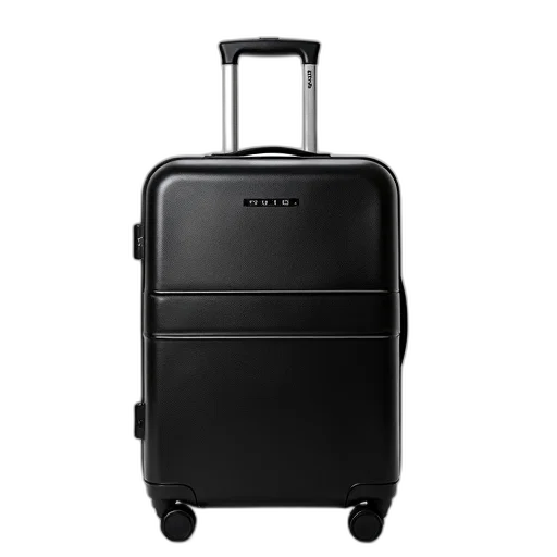 robot, black, rectangular, hard-shell, suitcase, textured, surface, silver transparent PNG cut-out