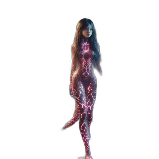 dress, creature, hair, robot, 3d render, concept art, fantasy art, cyberpunk transparent PNG cut-out