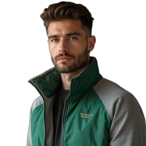 jacket, staff, green, man transparent PNG cut-out