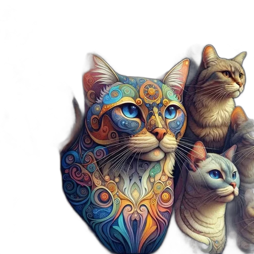 fantasy art, photorealistic, concept art, watercolor, colorful, blue, pastel, golden transparent PNG cut-out