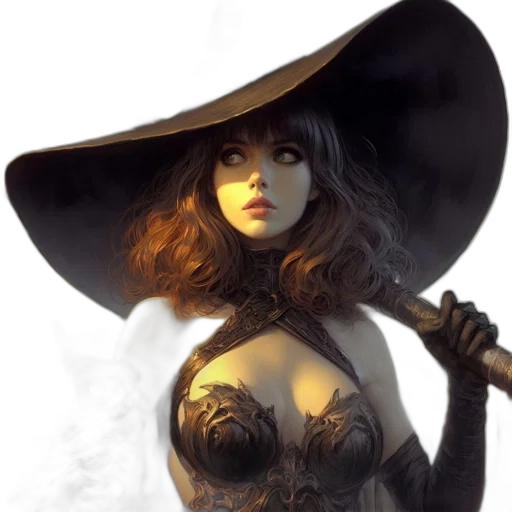 hat, mask, staff, dress, fantasy art, concept art, photorealistic, comic book art transparent PNG cut-out