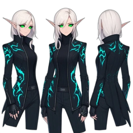 jacket, creature, concept art, fantasy art, pixel art, cyberpunk, dark, green transparent PNG cut-out