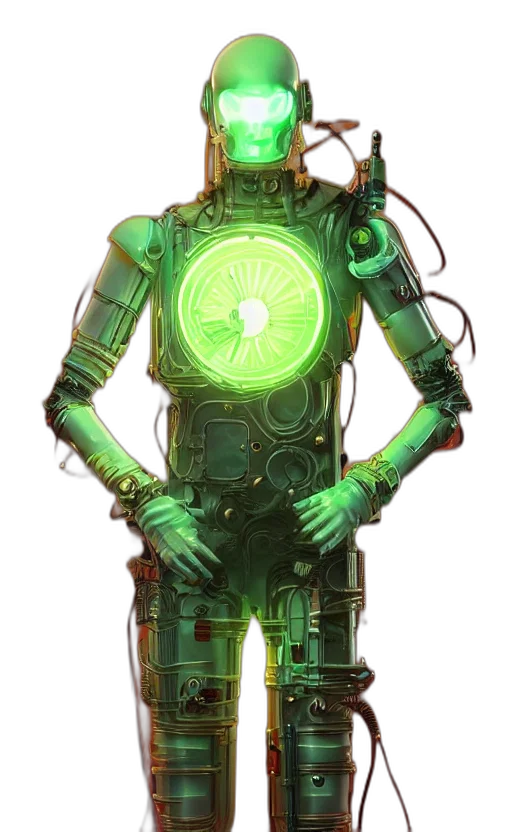 robot, staff, jacket, concept art transparent PNG cut-out