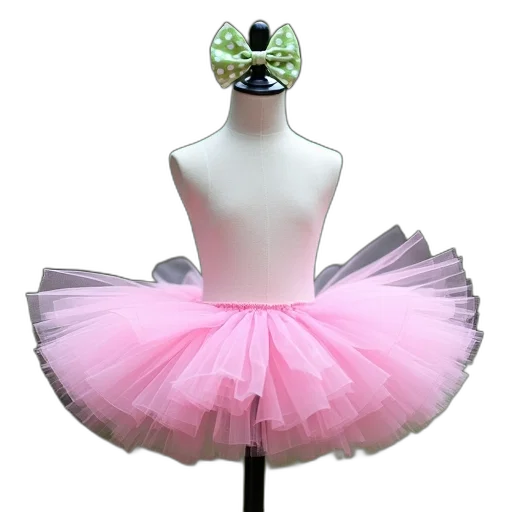 dress, 3d render, pink, tutu, green, white, polka, dot transparent PNG cut-out