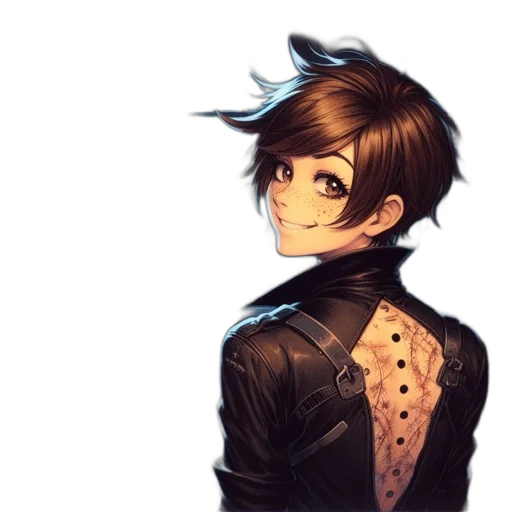 jacket, face, staff, hair, anime, concept art, cartoon, pixel art transparent PNG cut-out
