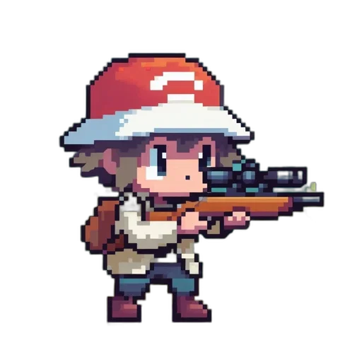 weapon, hat, staff, pixel art, concept art, cartoon, fantasy art, red transparent PNG cut-out