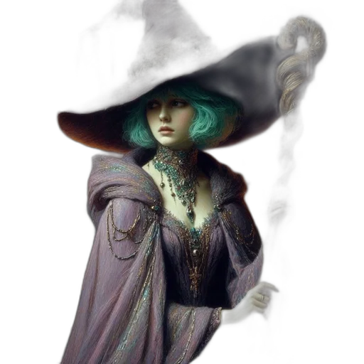 hat, dress, staff, mask, fantasy art, concept art, photorealistic, comic book art transparent PNG cut-out