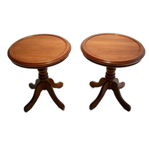 furniture, 3d render, two, identical, wooden, tables, glossy, finish transparent PNG cut-out