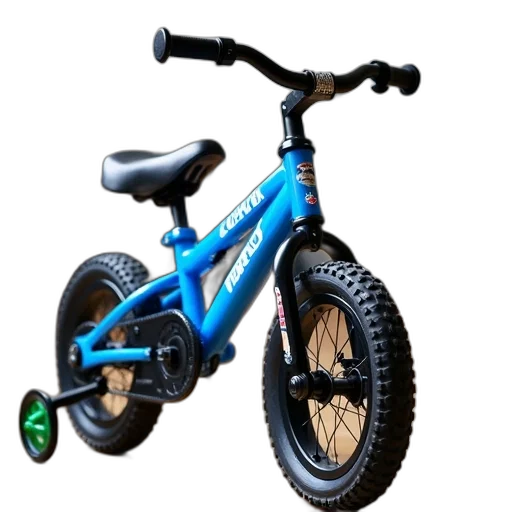 3d render, photorealistic, concept art, pixel art, blue, children, bicycle, black transparent PNG cut-out