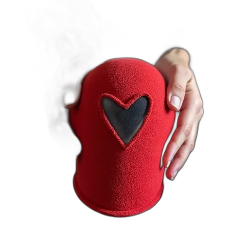 hat, mask, staff, jacket, 3d render, red, person, sitting transparent PNG cut-out
