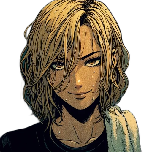 face, hair, comic book art, cartoon, concept art, anime, blonde-haired, female transparent PNG cut-out