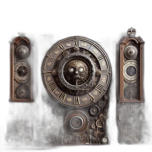 concept art, photorealistic, fantasy art, elaborate, clockwork, composition, features, large transparent PNG cut-out