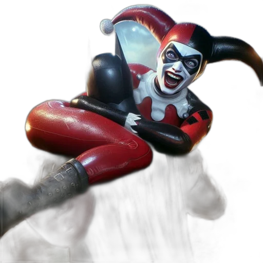 concept art, comic book art, 3d render, photorealistic, batman, harley, quinn, dressed transparent PNG cut-out