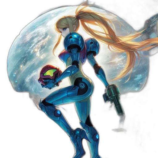 robot, weapon, concept art, comic book art, watercolor, fantasy art, outer space, blue transparent PNG cut-out
