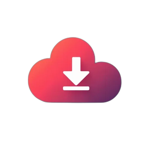3d render, red, download, button transparent PNG cut-out