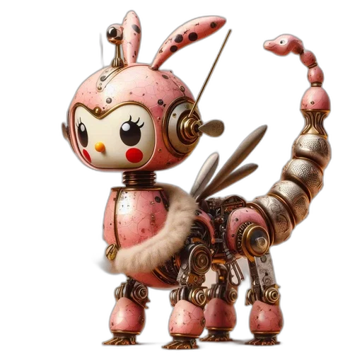 robot, creature, staff, animal, concept art, 3d render, fantasy art, pixel art transparent PNG cut-out