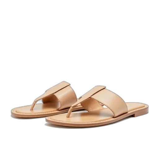 shoes, pair, beige, sandals, flat, sole, thin, strap transparent PNG cut-out