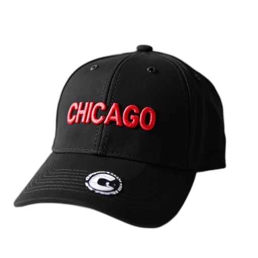 hat, black, baseball, cap, red, embroidered, logo, front transparent PNG cut-out