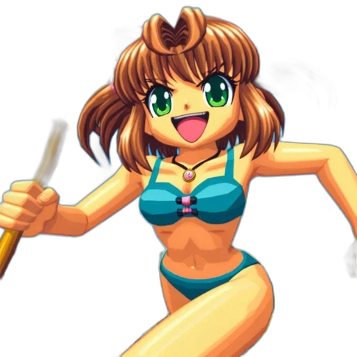 staff, weapon, pixel art, anime, concept art, 3d render, young, girl transparent PNG cut-out