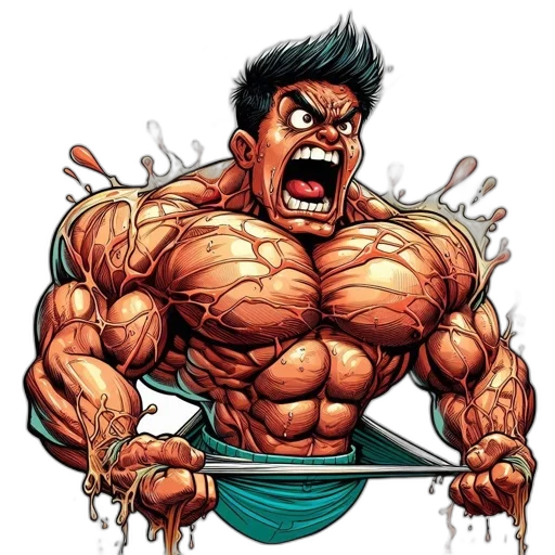 comic book art, concept art, cartoon, photorealistic, animated, figure, powerful, build transparent PNG cut-out