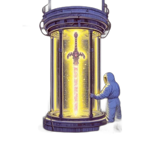 sword, weapon, staff, jewelry, concept art, pixel art, 3d render, outer space transparent PNG cut-out