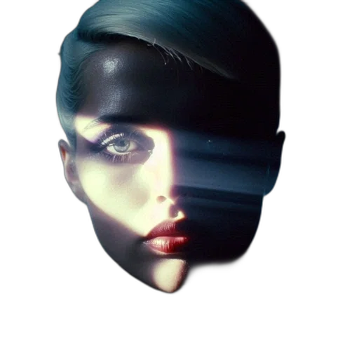 mask, face, robot, hair, photorealistic, 3d render, cyberpunk, concept art transparent PNG cut-out