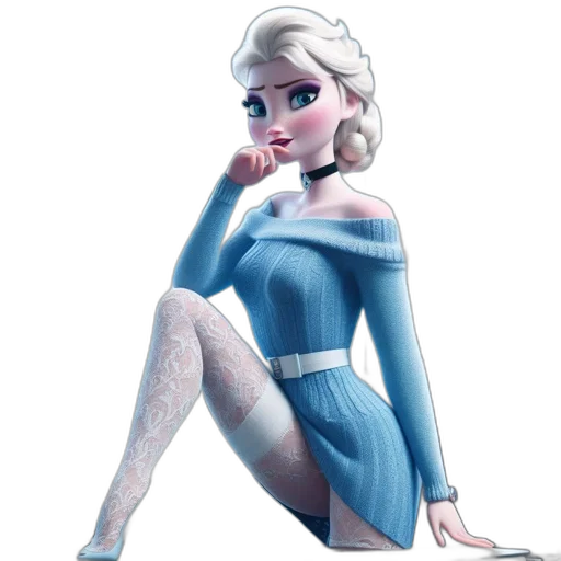 dress, concept art, cartoon, fantasy art, 3d render, snow, blue, pastel transparent PNG cut-out