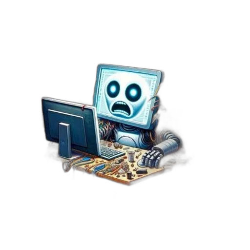 robot, weapon, pixel art, 3d render, vaporwave, concept art, exploding, room transparent PNG cut-out